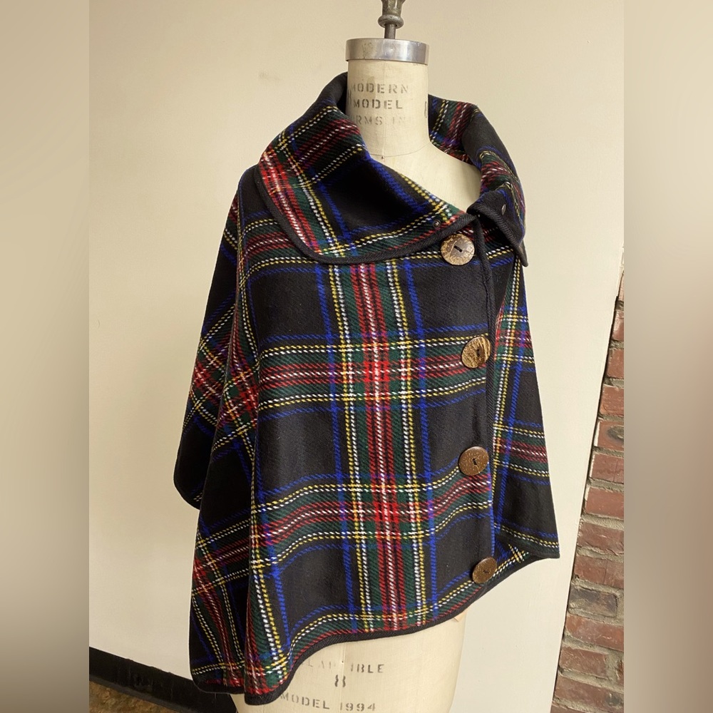 Plaid poncho new with tags